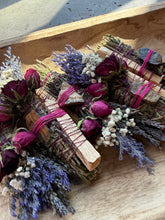 Load image into Gallery viewer, Tiger Eye, Palo Santo, Sage, Rosemary and Lavender Smudge Stick
