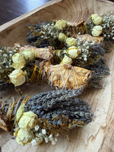 Load image into Gallery viewer, Pineapple Smudge Stick With Flowers, Home Cleansing, Calming Gifts Women, Lavender Smudge Stick, Witchy Accessories, Meditation Altar
