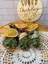 Load image into Gallery viewer, Yule Tide  Cedar, Juniper, Orange, Basil, Smudge stick
