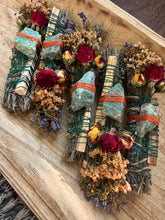 Load image into Gallery viewer, Chrysocolla, Palo Santo, Sage, Rosemary and Lavender Smudge Stick
