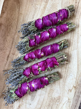 Load image into Gallery viewer, Sage, Rose, Rosemary and Lavender Smudge Stick

