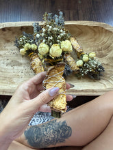 Load image into Gallery viewer, Pineapple Smudge Stick With Flowers, Home Cleansing, Calming Gifts Women, Lavender Smudge Stick, Witchy Accessories, Meditation Altar
