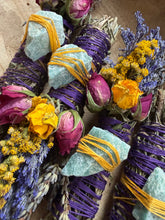 Load image into Gallery viewer, Amazonite, Sage, Rosemary and Lavender Smudge Stick
