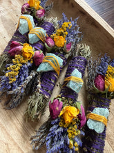 Load image into Gallery viewer, Amazonite, Sage, Rosemary and Lavender Smudge Stick
