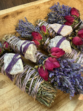 Load image into Gallery viewer, Lepidolite, Sage, Rosemary and Lavender Smudge Stick
