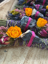 Load image into Gallery viewer, Black Onyx, Sage, Rosemary and Lavender Smudge Stick
