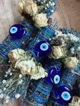 Load image into Gallery viewer, Evil Eye Charm, Sage, Rosemary and Lavender Smudge Stick
