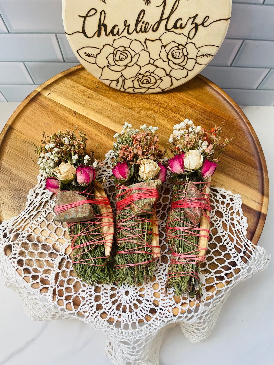 Unakite, Cedar, and Palo Santo Smudge stick