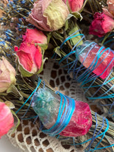 Load image into Gallery viewer, Rainbow fluorite, Pink + Blue, Sage &amp; Lavender Smudge Stick
