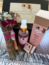 Load image into Gallery viewer, Quartz Crystal Smudge Stick and Cleansing Spray Gift Set

