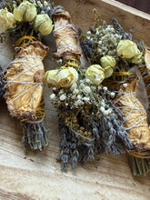 Load image into Gallery viewer, Pineapple Smudge Stick With Flowers, Home Cleansing, Calming Gifts Women, Lavender Smudge Stick, Witchy Accessories, Meditation Altar
