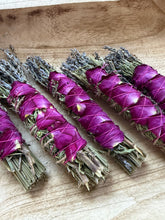 Load image into Gallery viewer, Sage, Rose, Rosemary and Lavender Smudge Stick
