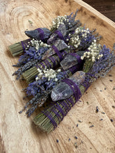 Load image into Gallery viewer, Amethyst, Palo Santo and Lavender Smudge Stick

