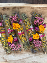 Load image into Gallery viewer, Citrine, Sage, Rosemary and Lavender Smudge Stick
