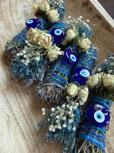Load image into Gallery viewer, Evil Eye Charm, Sage, Rosemary and Lavender Smudge Stick
