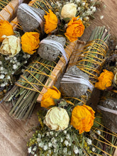 Load image into Gallery viewer, Pyrite, Palo Santo, Sage, Rosemary and Lavender Smudge Stick
