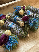 Load image into Gallery viewer, Blue Chalcedony, Cedar and Eucalyptus Smudge Stick
