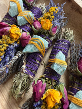 Load image into Gallery viewer, Amazonite, Sage, Rosemary and Lavender Smudge Stick
