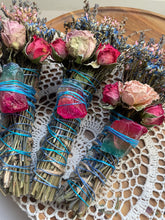 Load image into Gallery viewer, Rainbow fluorite, Pink + Blue, Sage &amp; Lavender Smudge Stick

