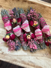Load image into Gallery viewer, Rose Quartz Rosemary, Sage, Lavender  Smudge stick
