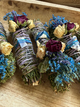Load image into Gallery viewer, Blue Chalcedony, Cedar and Eucalyptus Smudge Stick
