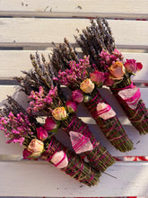 Load image into Gallery viewer, Rose Quartz Rosemary, Sage, Lavender  Smudge stick
