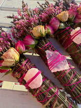 Load image into Gallery viewer, Rose Quartz Rosemary, Sage, Lavender  Smudge stick
