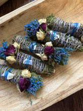 Load image into Gallery viewer, Blue Chalcedony, Cedar and Eucalyptus Smudge Stick
