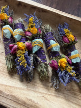 Load image into Gallery viewer, Amazonite, Sage, Rosemary and Lavender Smudge Stick
