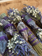 Load image into Gallery viewer, Amethyst, Palo Santo and Lavender Smudge Stick
