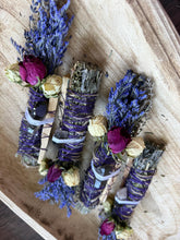 Load image into Gallery viewer, Smoky Quartz, Sage, Rosemary and Lavender Smudge Stick image 2
