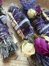 Load image into Gallery viewer, Smoky Quartz, Sage, Rosemary and Lavender Smudge Stick image 4
