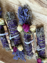 Load image into Gallery viewer, Smoky Quartz, Sage, Rosemary and Lavender Smudge Stick image 7
