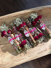 Load image into Gallery viewer, Quartz Crystal, Sage, Rosemary, Lavender and Palo Santo Smudge Stick image 1

