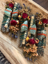 Load image into Gallery viewer, Chrysocolla, Palo Santo, Sage, Rosemary and Lavender Smudge Stick image 5

