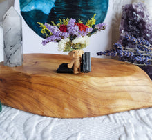 Load image into Gallery viewer, May include: A small, brown troll figurine with a bouquet of dried flowers and black tourmaline crystals on a wooden surface.
