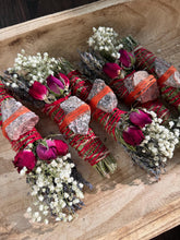 Load image into Gallery viewer, Leopard Skin Jasper, sage, rosemary and lavender smudge stick photo 1

