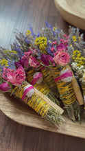 Load and play video in Gallery viewer, Black Tourmaline, Palo Santo, Lavender and Rose Smudge Stick
