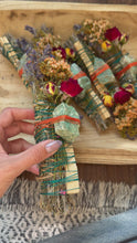 Load and play video in Gallery viewer, Chrysocolla, Palo Santo, Sage, Rosemary and Lavender Smudge Stick
