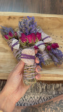 Load and play video in Gallery viewer, Lepidolite, Sage, Rosemary and Lavender Smudge Stick
