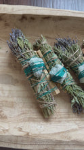 Load and play video in Gallery viewer, Nephrite Jade, Palo Santo, Sage, Rosemary and Lavender Smudge Stick
