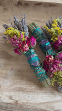Load and play video in Gallery viewer, Fluorite Crystal Smudge Stick – Sage and Lavender Blend for Focus, Peace, and Spiritual Cleansing
