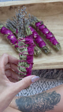 Load and play video in Gallery viewer, Sage, Rose, Rosemary and Lavender Smudge Stick

