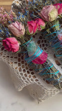 Load and play video in Gallery viewer, Rainbow fluorite, Pink + Blue, Sage &amp; Lavender Smudge Stick
