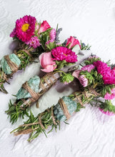 Load image into Gallery viewer, Fuchsite, Rosemary, Sage and Lavender Smudge Stick
