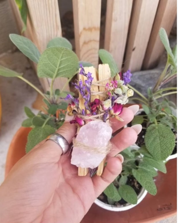 Rose Quartz Palo Santo Smudge stick