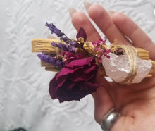 Load image into Gallery viewer, Rose Quartz Palo Santo Smudge stick
