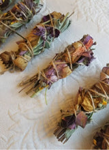 Load image into Gallery viewer, Sage, Rose, Rosemary and Lavender Smudge Stick
