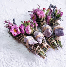 Load image into Gallery viewer, Lepidolite Rosemary, Sage and Lavender Smudge Stick
