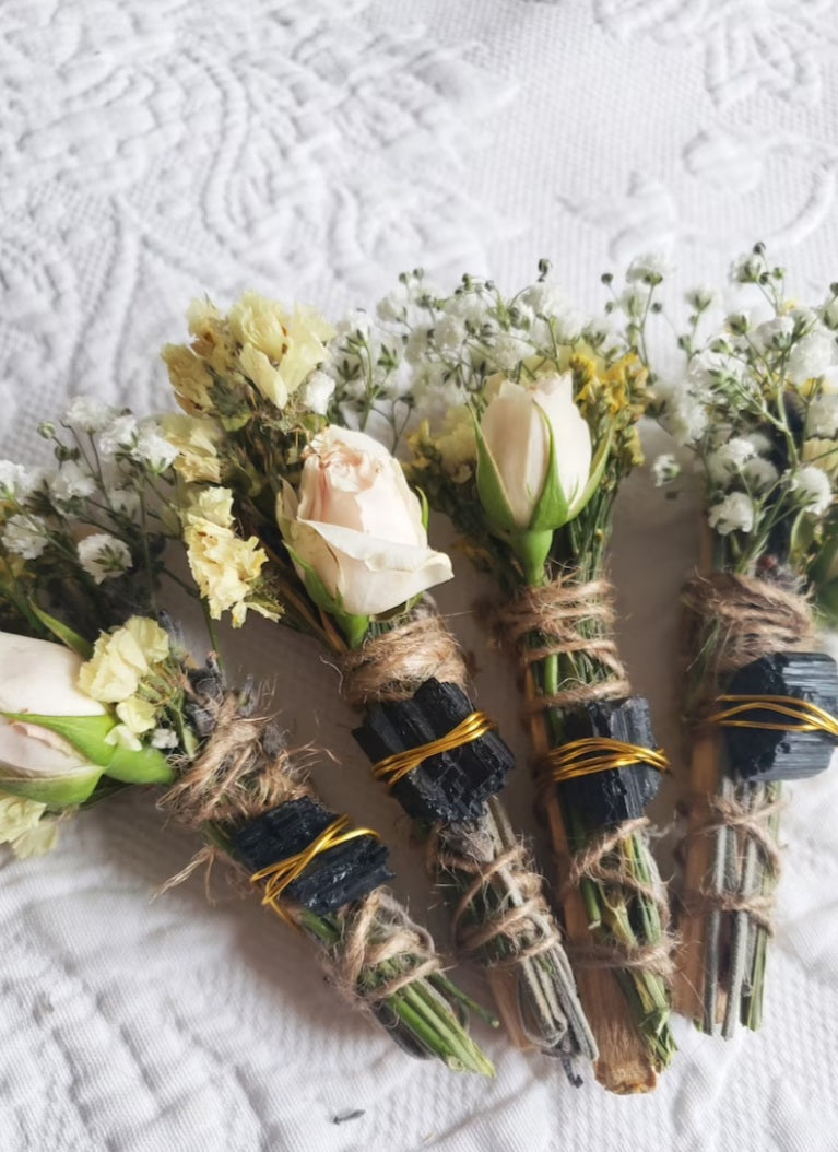 Black Tourmaline, Palo Santo, Rose and Wild Flower Smudge Bundle